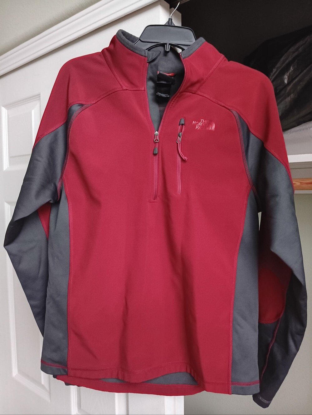 The North Face Men's Maroon and Charcoal Performance Half-Zip Pullover